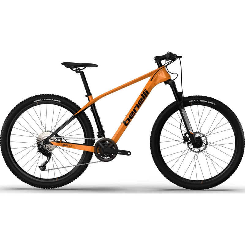 Bicicleta Montañera De Fibra De Carbono, Rin 29 MTB Benelli. Color Naranja / Negro, Talla L