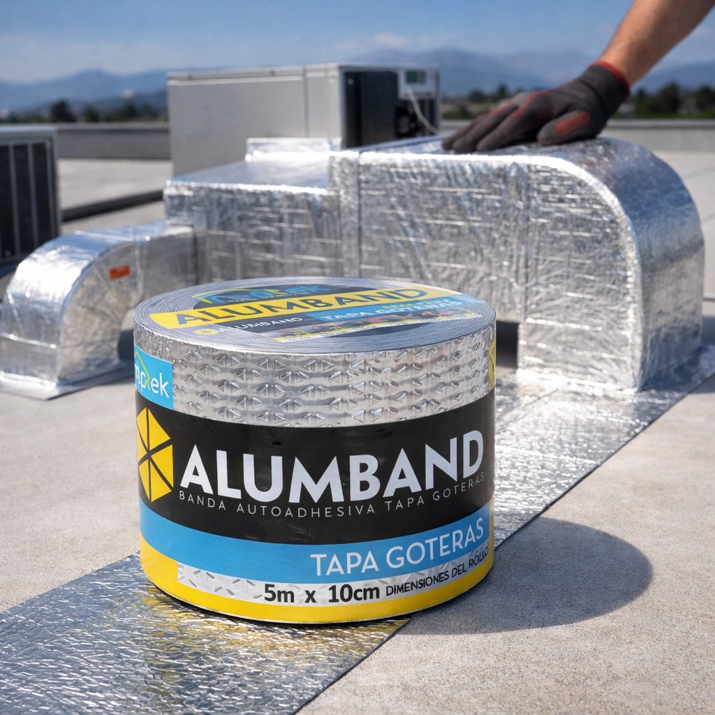 Alumband cinta tapagoteras de 5 metros largo x 10 cm (4") para techo autoadhesiva