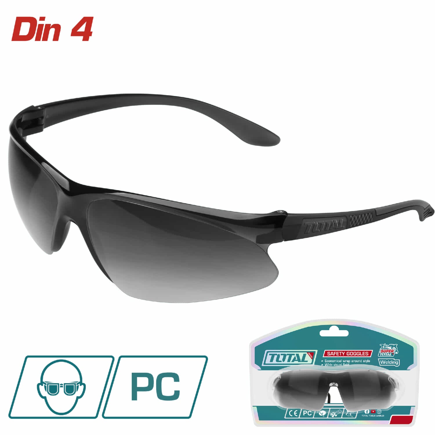 Lentes de seguridad para trabajar bajo el sol oscuros. Tono N 8.