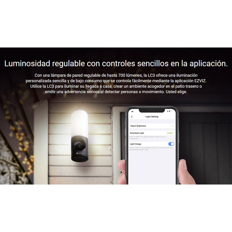 Cámara de seguridad inteligente con lámpara de pared para exteriores