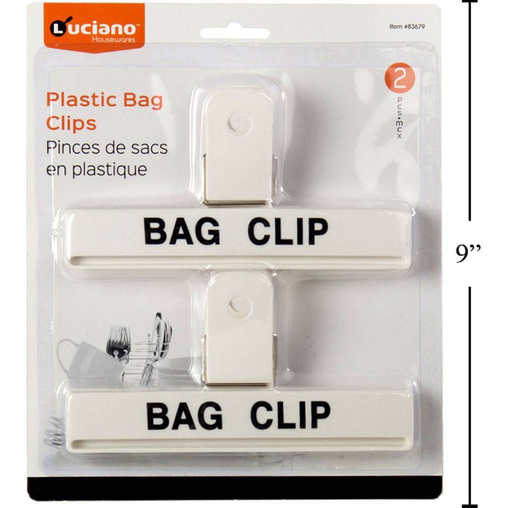 Luciano Clips Para Bolsa De Plástico, 2 Piezas, 6 ", Blanco