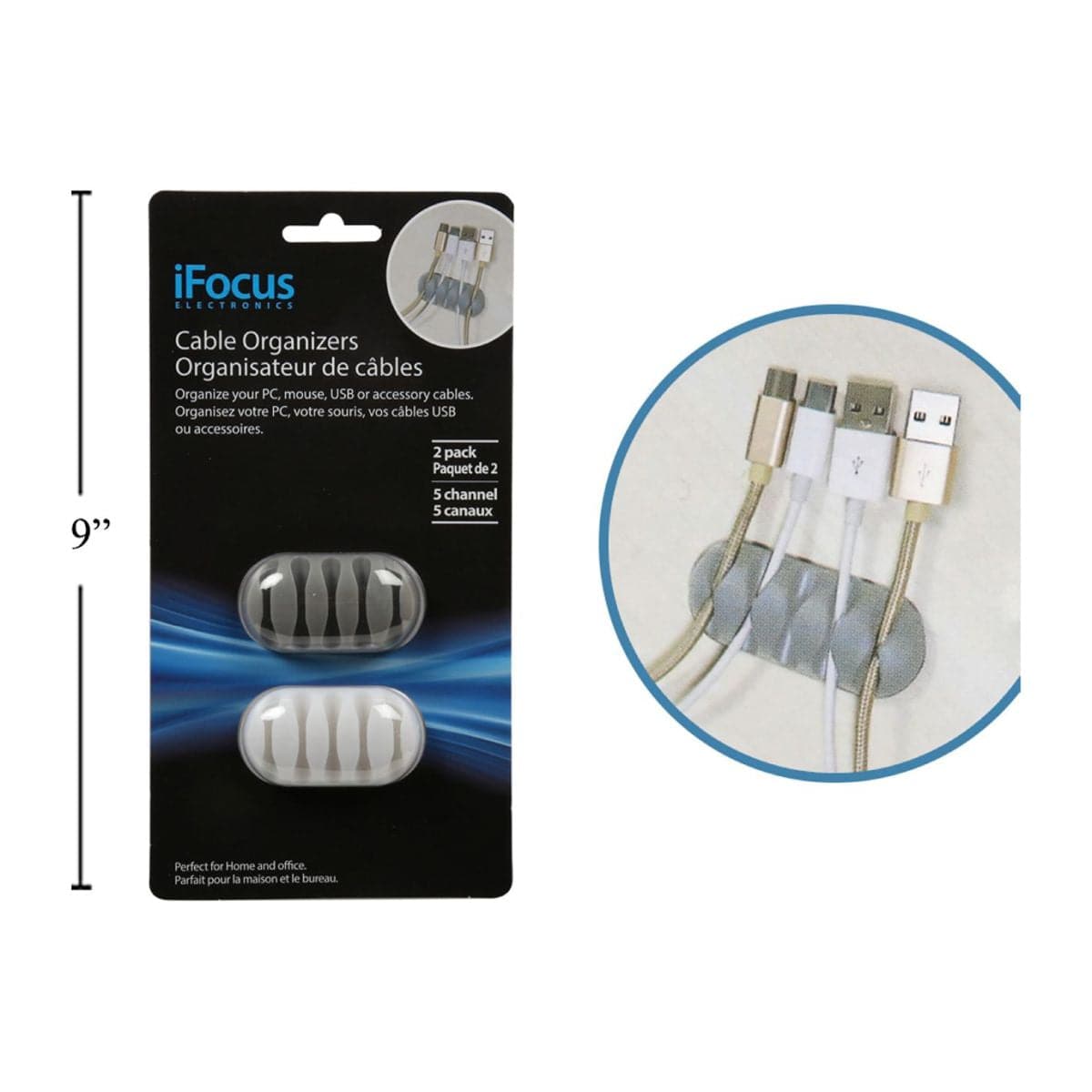 Organizadores De Cables De Silicona Ifocus 2 Piezas, Capacidad Para 5 Cbls, 5.8X3cm