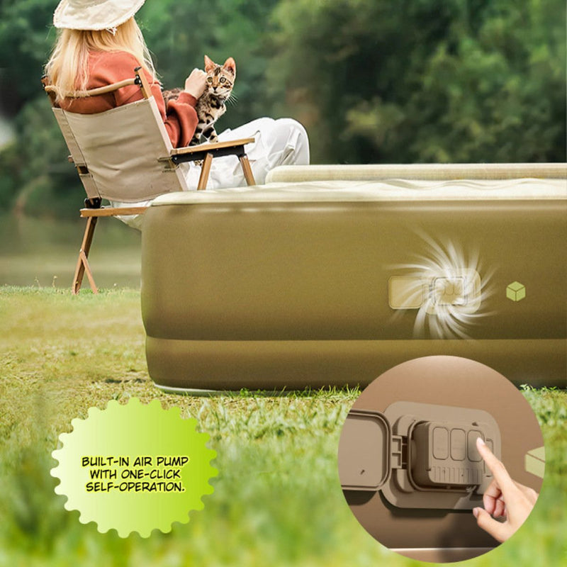 Colchón inflable con bomba y batería litio incorporada. Colchón de aire automático y portátil. Cama de aire. Se infla en 1 minuto. Cargador tipo C.