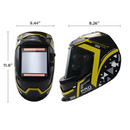 Máscara para soldar con oscurecimiento automático, carga con energía solar. Área de visión de 3.9" x 3.6".