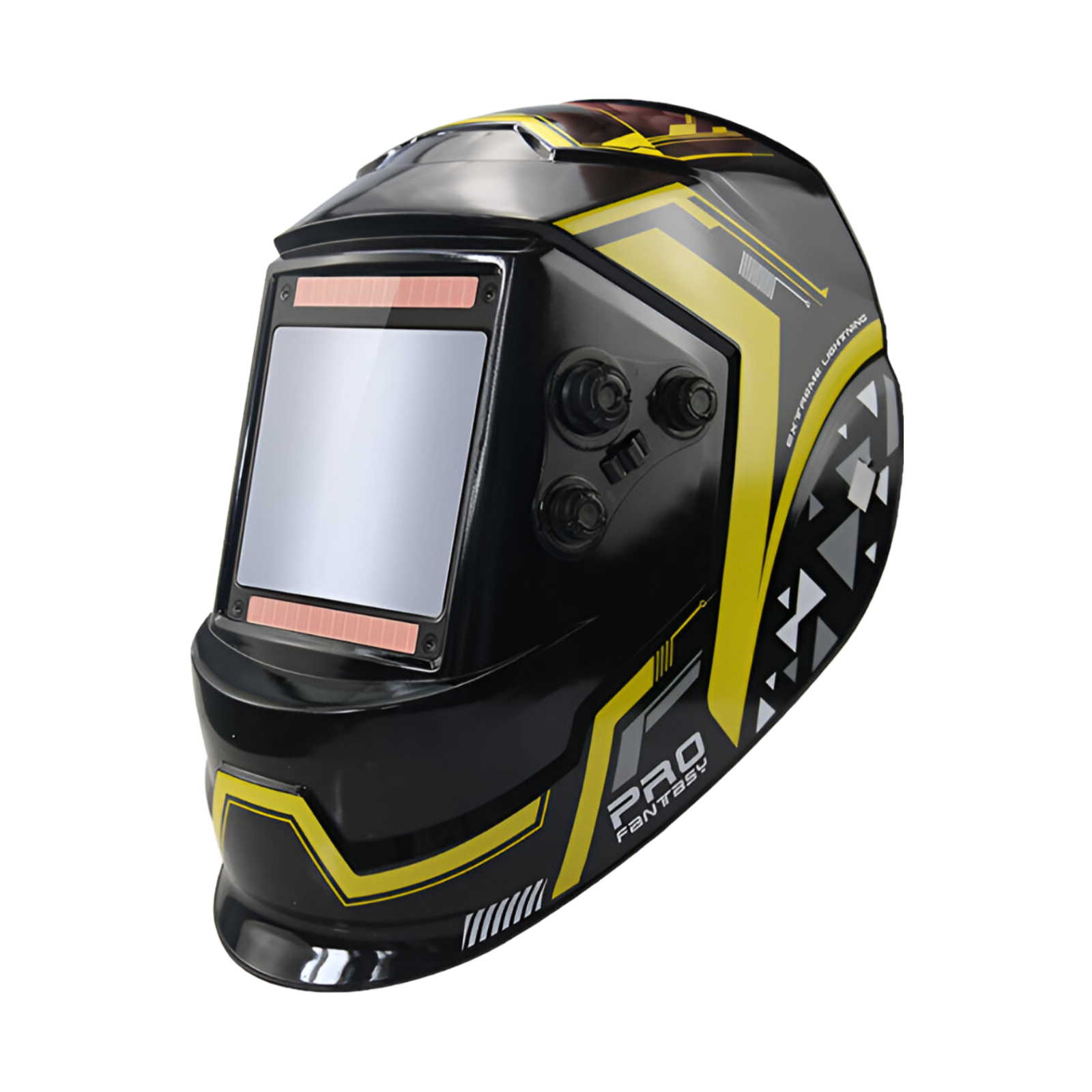 Máscara para soldar con oscurecimiento automático, carga con energía solar. Área de visión de 3.9" x 3.6".