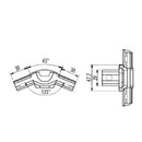 Esquinero De Vitrina A 135°. Para Sistema De Perfiles. Cromado.