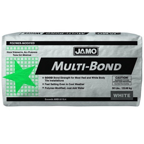 Pegamento Jamo Multibond de 22.68kg. Color blanco