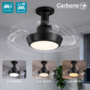 Abanico de Techo 16” socket E27 con Lámpara LED. Ventilador Invisible con Aspas Retráctiles. Luz Regulable con control remoto. Color negro. 33w