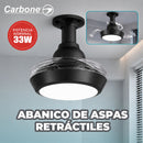 Abanico de Techo 16” socket E27 con Lámpara LED. Ventilador Invisible con Aspas Retráctiles. Luz Regulable con control remoto. Color negro. 33w