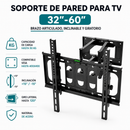 Soporte de Pared para TV 32-60” Con Brazo Articulado Inclinable y Giratorio ajuste vertical ±15° y giro lateral hasta 120°Compatible VESA hasta 400x400
