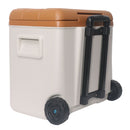 Cooler portátil 30L con ruedas y asa, marrón, aislamiento térmico 48h frío y 12h calor, camping y picnic. Hielera 46.0cm×35.6cm×44.0cm
