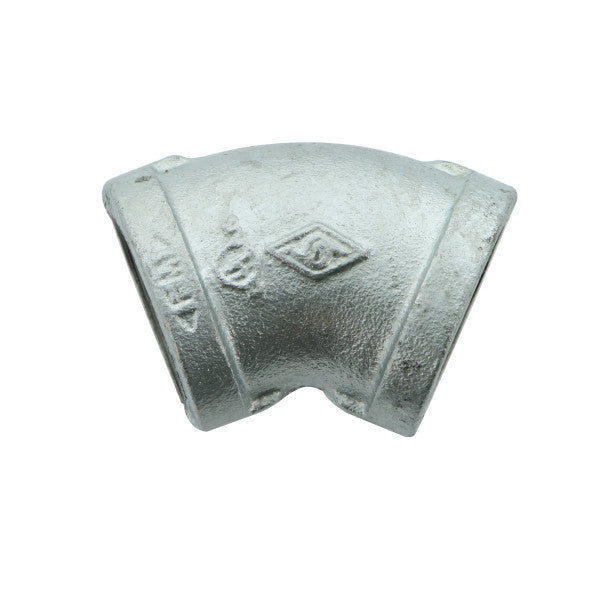 Codo de 45° galvanizado de 3/8"