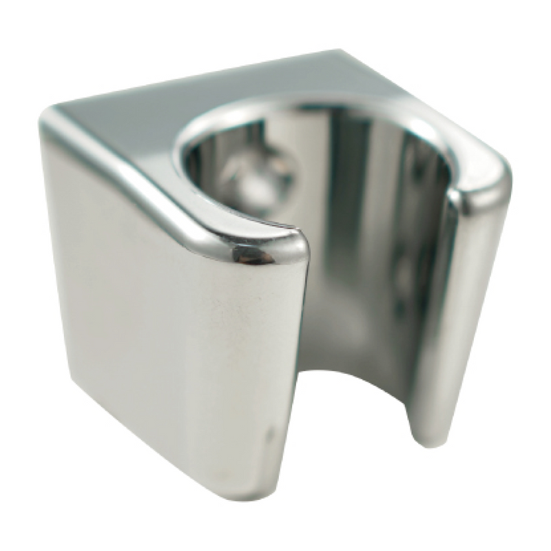 Soporte plástico cromado para ducha regadera de mano. Incluye accesorios.