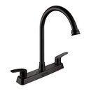 Grifo Mezclador 8" para fregador de Cocina. Pluma Llave Negra con Tubo Alto y Doble Maneral.