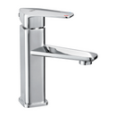 Llave de Lavamanos Individual. Grifo para Lavabo de zinc cromado brillante. Pluma para Agua Fría y Caliente.