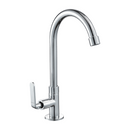 Llave individual para fregador de latón cromado. Pluma Grifo de cocina alto con tubo de acero inoxidable y válvula de agua.