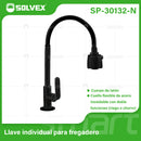 Llave individual para fregador de latón cromado. Pluma grifo de cocina alto con cuello flexible y doble función. Color negro.