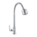 Llave individual para fregador de latón cromado. Pluma grifo de cocina alto con cuello flexible y doble función.