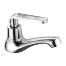 Llave individual para lavabo de latón cromado. Pluma Grifo de baño con mango de zinc y cartucho de latón para agua fría.