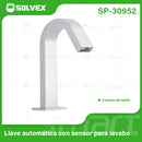 Grifo Automático con Sensor para Lavamanos. Pluma Llave con diseño moderno. Funciona con Baterías o Conexión Eléctrica.