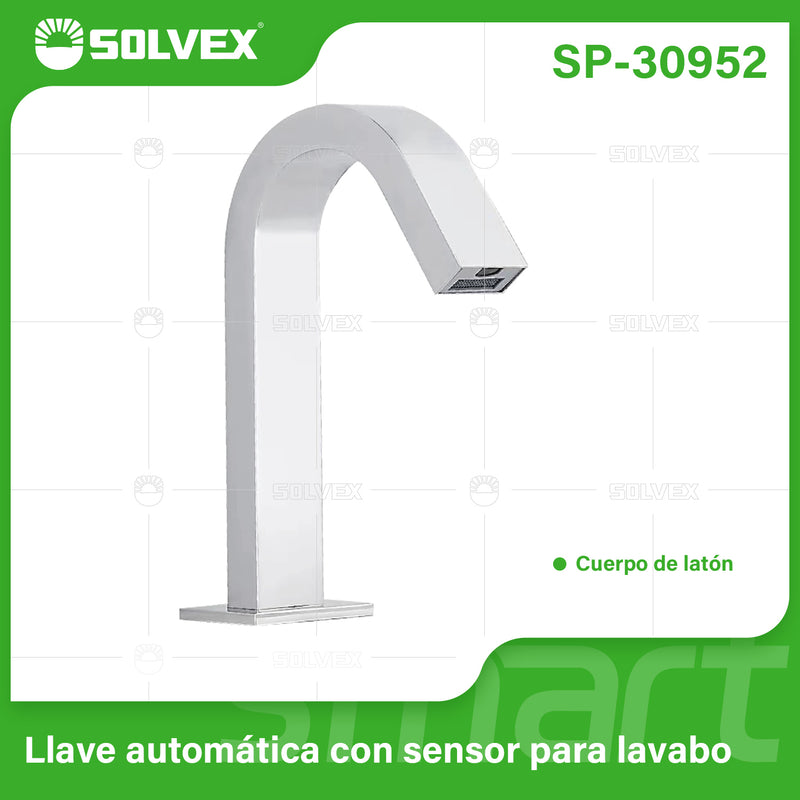 Grifo Automático con Sensor para Lavamanos. Pluma Llave con diseño moderno. Funciona con Baterías o Conexión Eléctrica.
