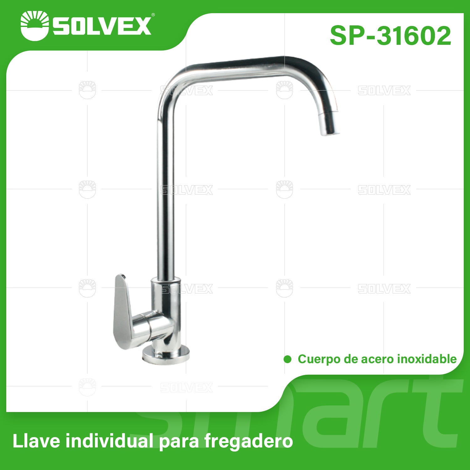 Llave de fregador Individual. Color Cromado Brillante. Grifo para Cocina. Pluma de Acero Inoxidable.
