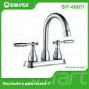 Llave Mezcladora 4" Para Lavamanos Con Cubierta y Manerales Tipo Palanca. Pluma Grifo con Modo Frío y Caliente.