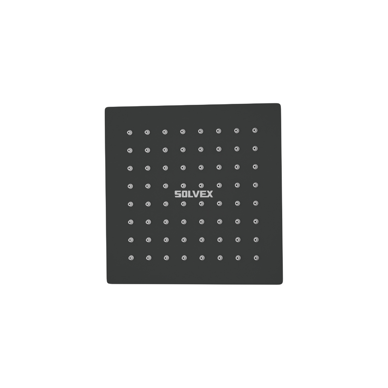 Regadera para Ducha cuadrada 6". Cabezal de Acero Inoxidable con Acabado negro Mate.