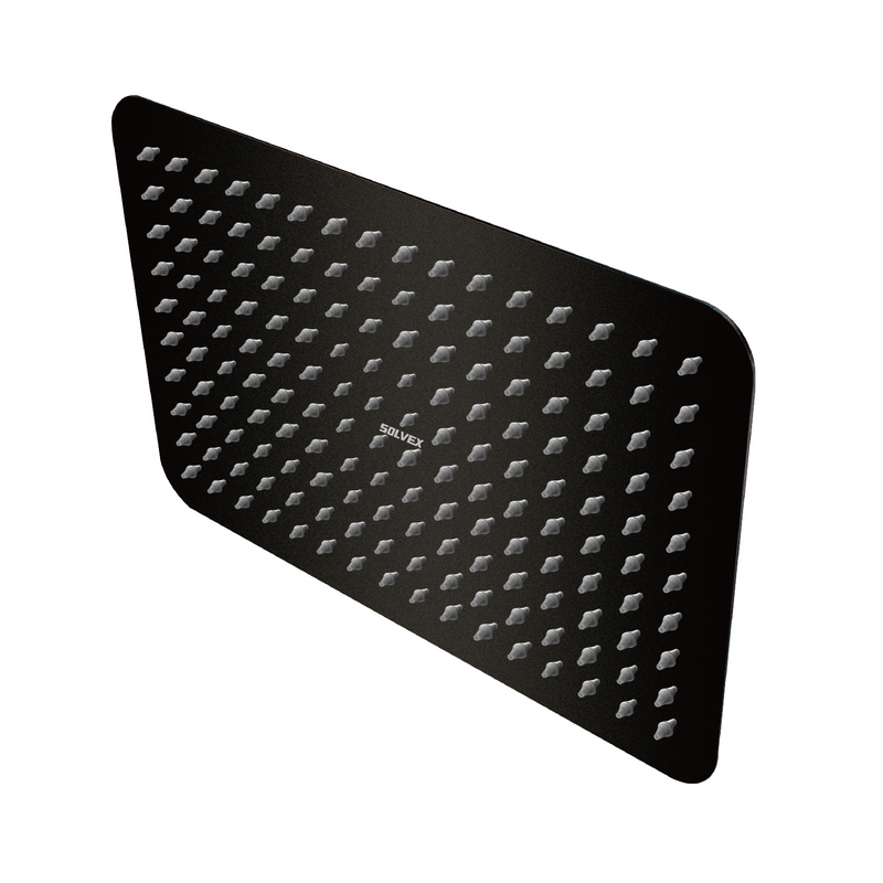 Regadera para Ducha Rectangular 8"x12" Negra. Cabezal de Acero Inoxidable Acabado Mate.