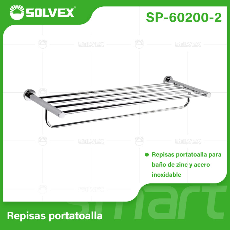 Toallero Repisa de Pared para Baño. Acero Inoxidable y Zinc con Acabado satinado cepillado.
