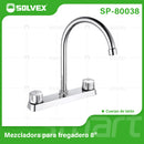 Grifo para fregador de Cocina 8". Llave Pluma Alta de Acero Inoxidable con Giro Completo. Agua Fría y Caliente.