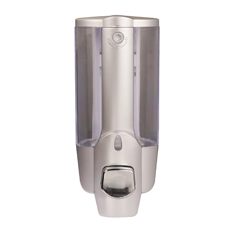 Dispensador de Jabón Líquido Individual 350ml Color Gris. Dosificador de Plástico para Baño y Cocina. Montaje en Pared.