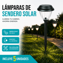Lámparas Solares LED Para Exterior de Acero Inoxidable 52cm. Luz Cálida con Lente de Vidrio y Panel Solar. Set de 5 Unidades.