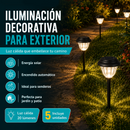 Lámparas Solares LED Para Exterior de Acero Inoxidable 52cm. Luz Cálida con Lente de Vidrio y Panel Solar. Set de 5 Unidades.