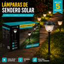 Lámparas Solares LED Para Exterior de Acero Inoxidable 52cm. Luz Cálida con Lente de Vidrio y Panel Solar. Set de 5 Unidades.