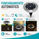 Lámpara Solar LED De Piso Para Exterior. Luz Cálida de 12 Lúmenes Con Panel Solar para jardín o patio. Set De 4 Unidades.