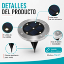 Lámpara Solar LED De Piso Para Exterior. Luz Cálida de 12 Lúmenes Con Panel Solar para jardín o patio. Set De 4 Unidades.