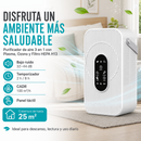 Purificador De Aire 3 En 1 Con Filtro HEPA H13, Plasma Y Ozono. Cobertura 25 M². CADR 100 M³/H. Temporizador y funcionamiento silencioso.