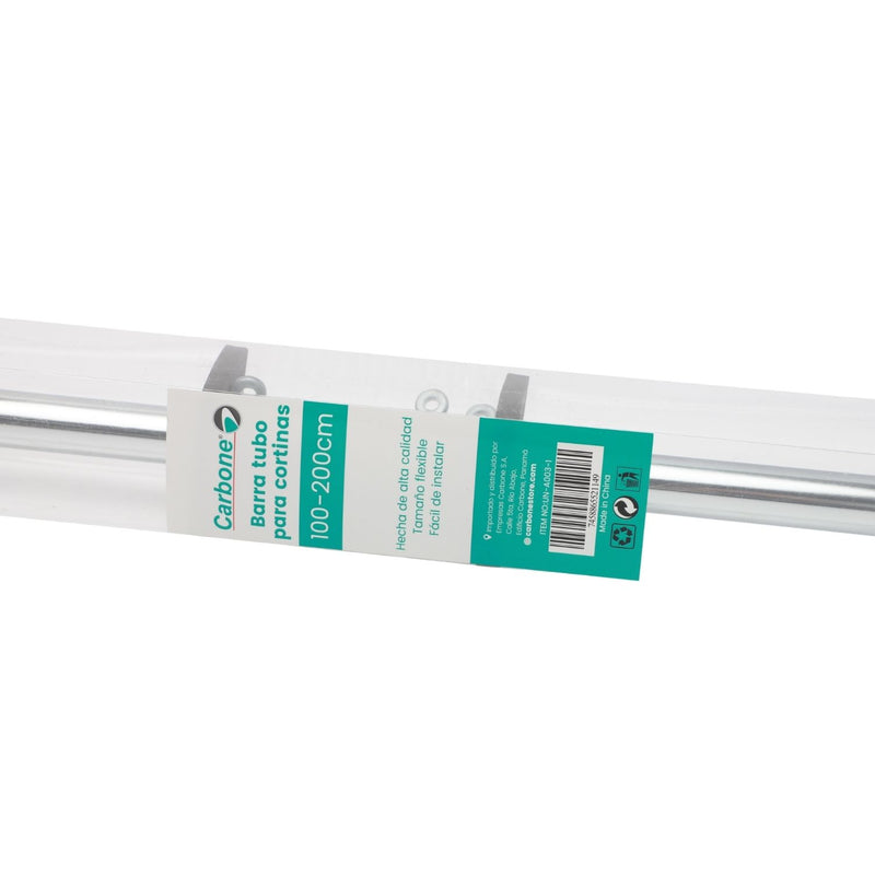 Barra tubo Ajustable cromado para  cortinas 100-200cm Hierro resistente y diseño moderno.