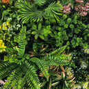 Follaje Artificial Verde 50x50cm con Flores Blancas para Decoración de Pared Interior o Exterior (CON PROTECCION UV)