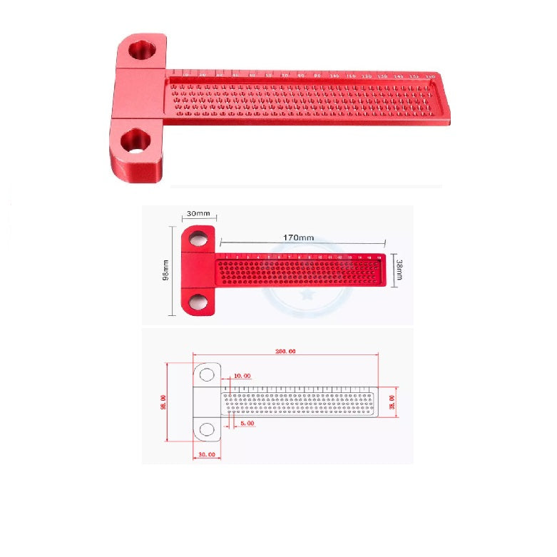 Regla tipo T para carpinteria, incluye medidor de posicionamiento. Tamaño 160mm