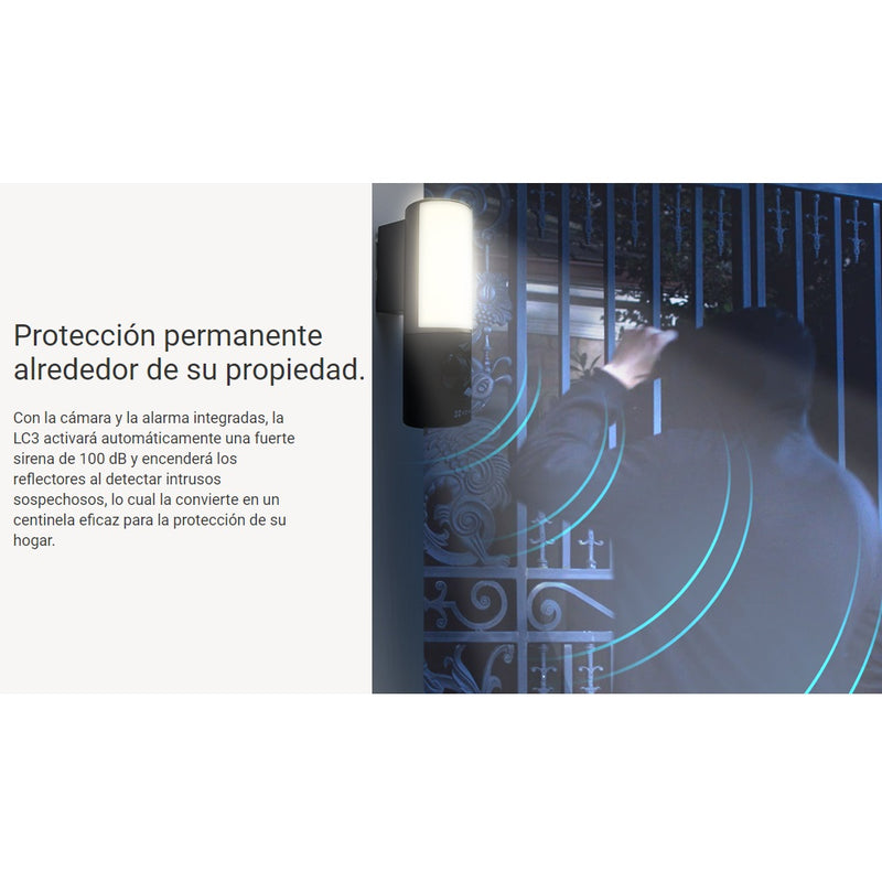 Cámara de seguridad inteligente con lámpara de pared para exteriores