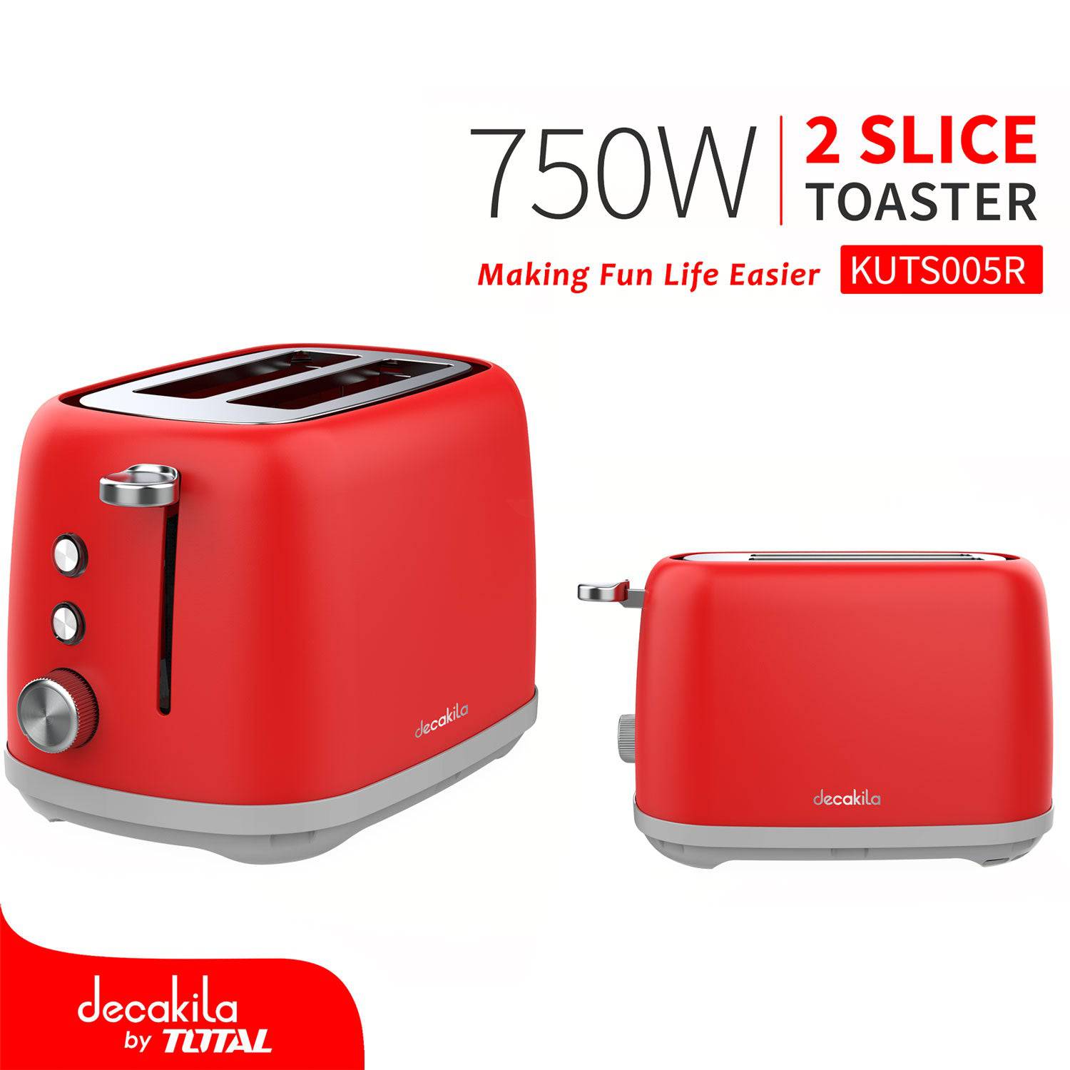 Tostadora Retro Decakila 750W. 2 Rebanadas