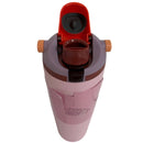 Botella De Agua Termo De 30oz. Vaso Térmico De Acero Inoxidable Con tapa hermética antiderrames, carrizo integrado y Asa. Color Rosado Claro.