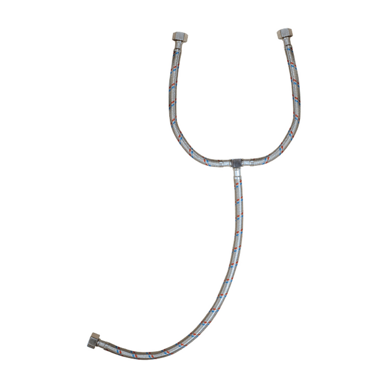 Tubo De Abasto Manguera Flexible Tipo Y 55Cm. Aluminio Trenzado Con Tuercas Metálicas H1/2'' x H1/2'' x H1/2''.