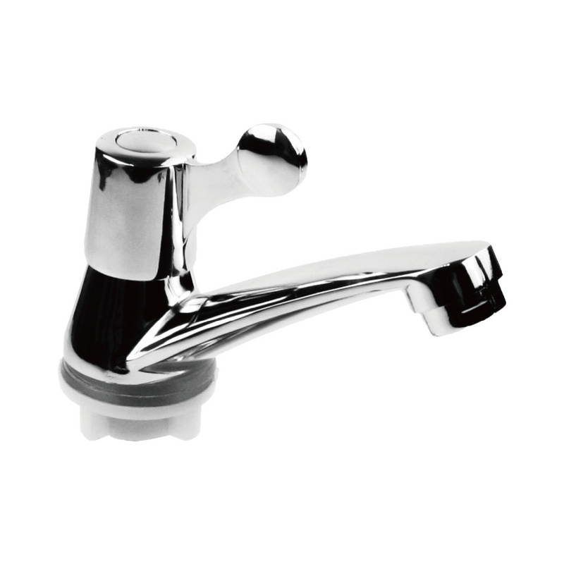 Grifo de Lavamanos Cromado Brillante. Pluma Llave para Baño en Cuerpo de Zinc.