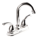 Grifo Mezclador 4" para Lavamanos. Pluma Llave Cromada con Tubo Inoxidable y Doble Maneral.