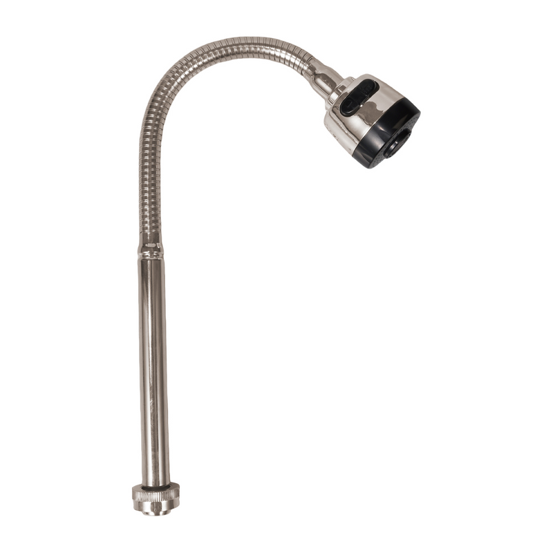 Cuello flexible 18mm para llave mezcladora de fregador. Acero inoxidable. Doble función. Acabado satinado.