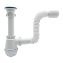 Trampa Sifón Flexible de Fregador 1 1/2". Tubo Expandible 42cm. Drenaje ajustable.