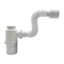 Trampa Sifón Botella para Fregador 1 1/2". Tubo Flexible Expandible 42cm. Drenaje Ajustable.